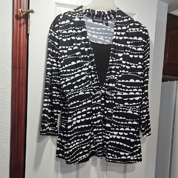 Notations Tops - Notations Black and White Geometric Women's top.